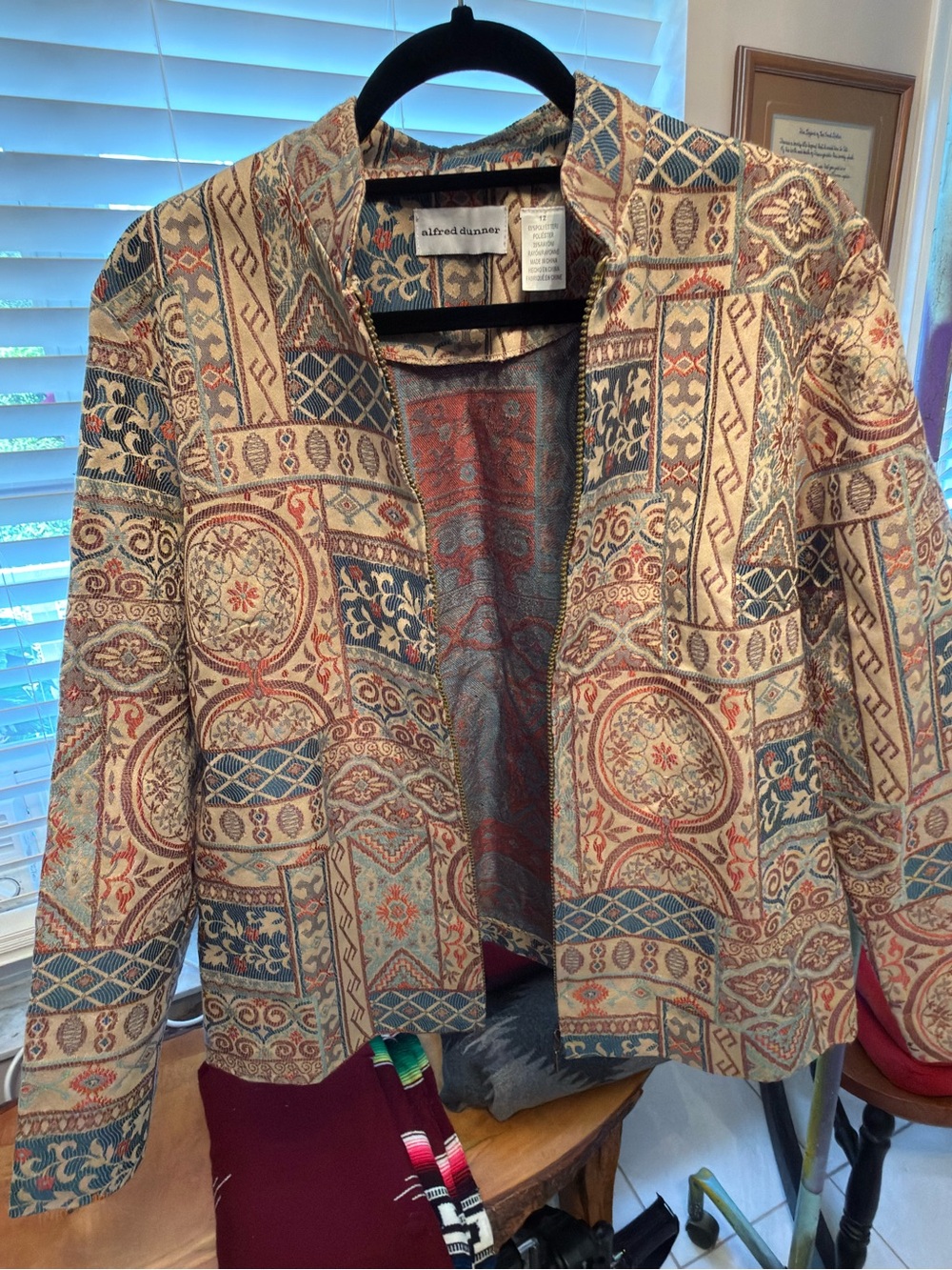 Alfred Dunner Multi-Color Tapestry Open-Front Jacket